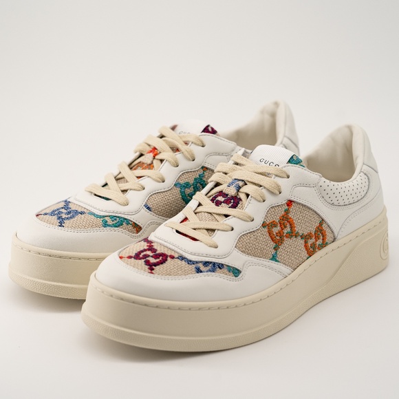 size 41G 11 US Gucci Chunky Sneakers White Leather Embroider GG - Picture 1 of 10